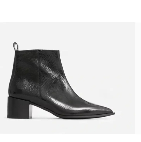 Everlane The Boss Boot Pointed Toe Block Heel in Patent Black Leather, sz 7.5 - Picture 1 of 16